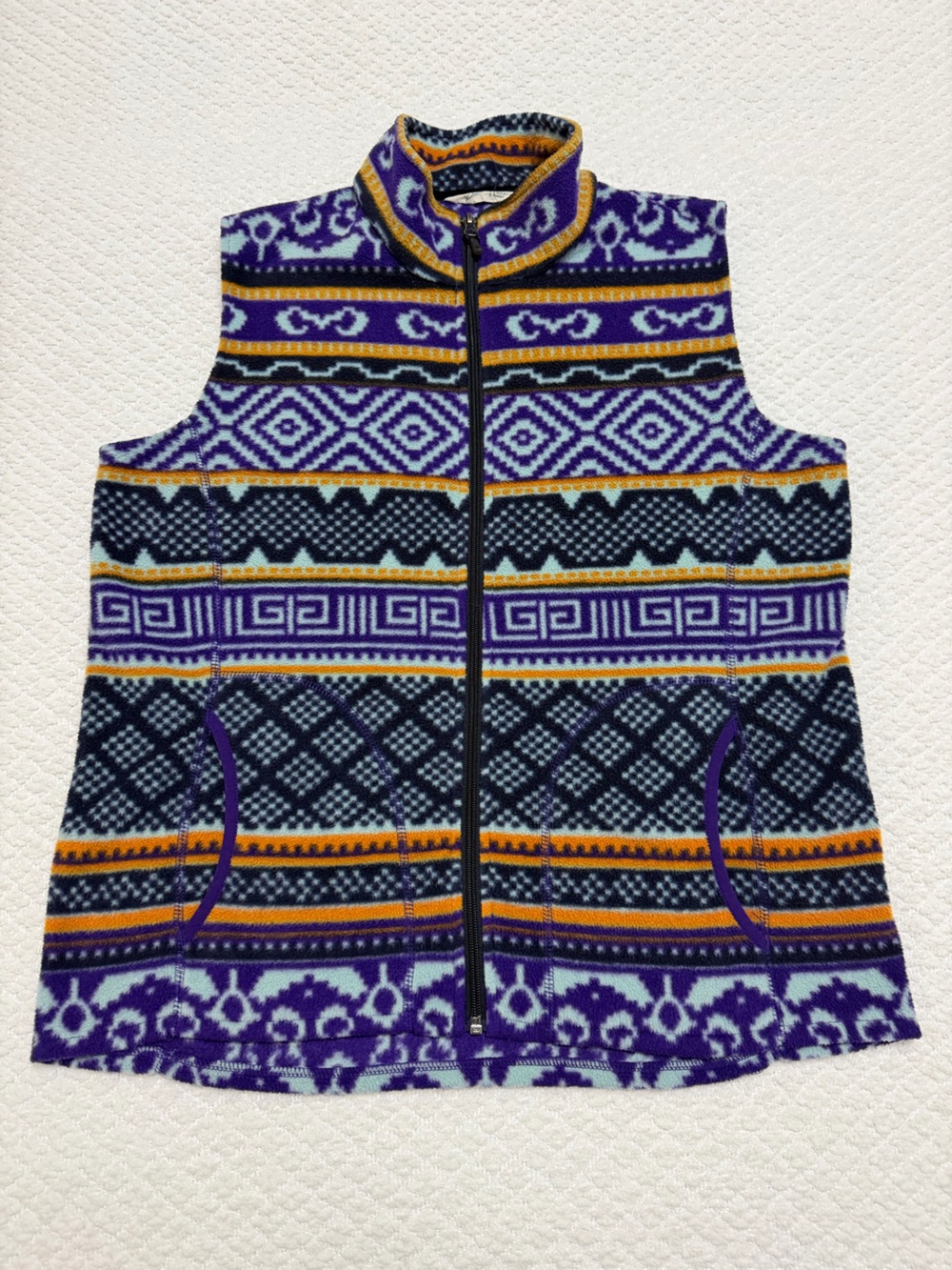 Woolrich Aztec Full-Zip Fleece Vest Multi Color Southwestern Cozy Women’s Size L